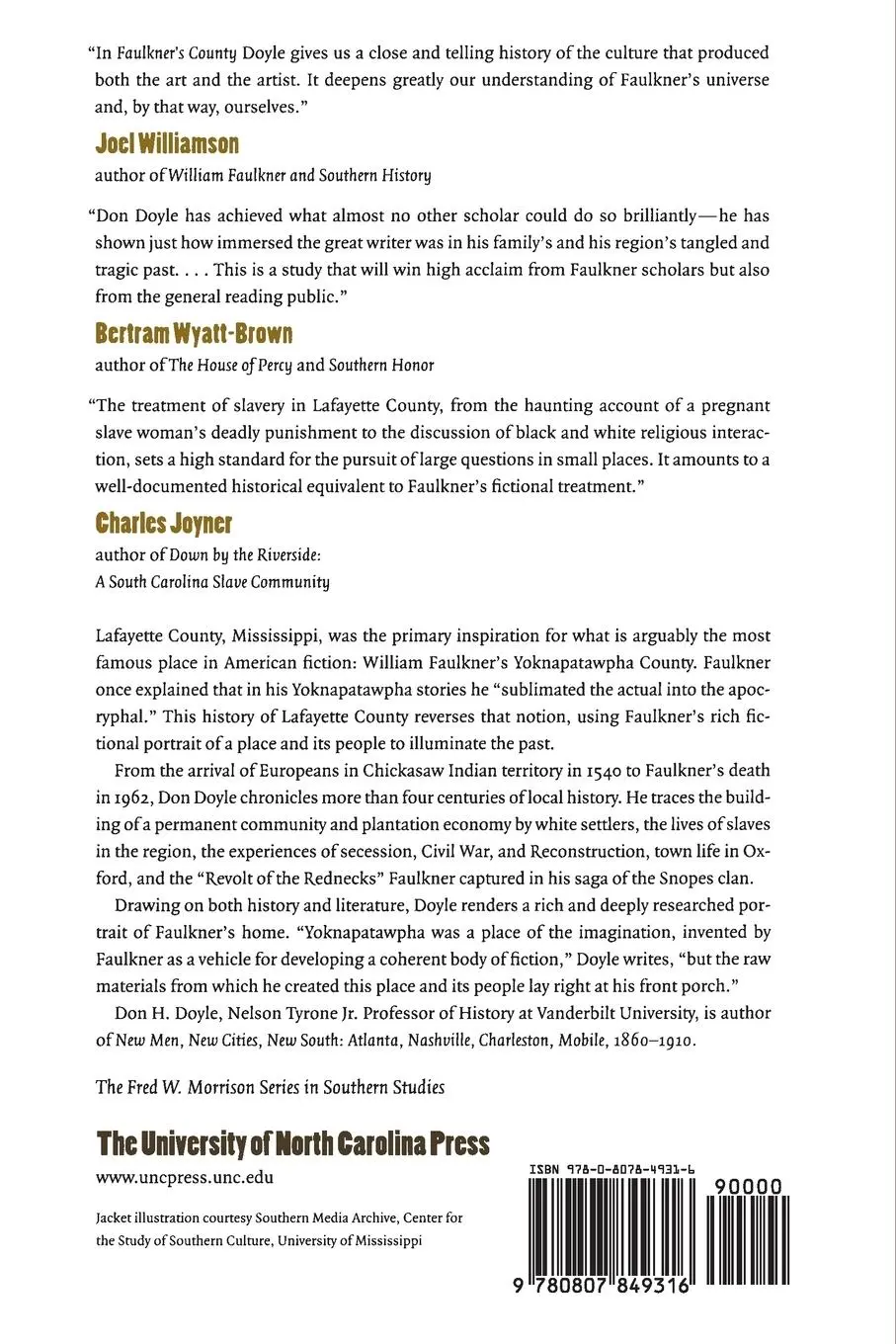 Rückseite: 9780807849316 | Faulkner's County | The Historical Roots of Yoknapatawpha | Doyle