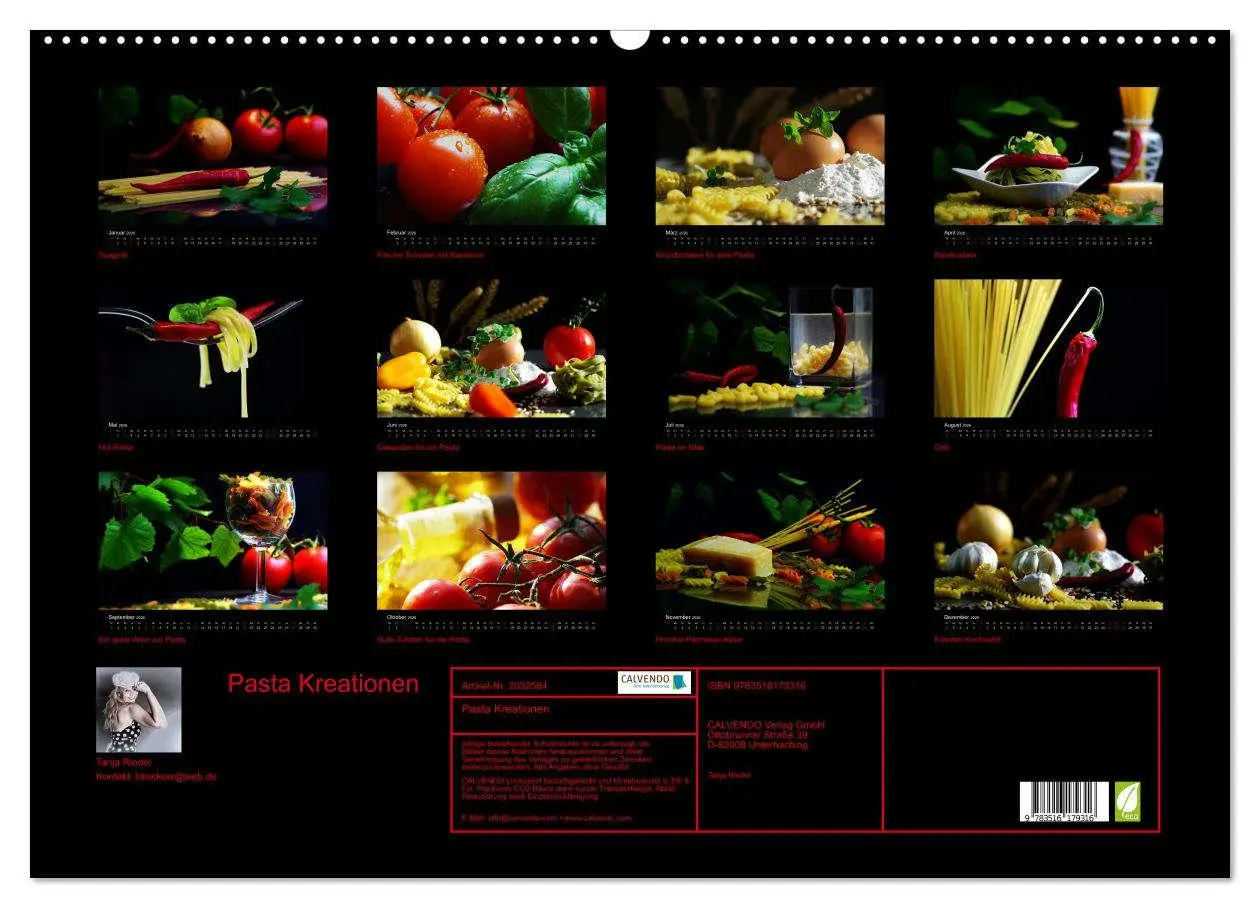 Bild: 9783516179316 | Pasta Kreationen (Wandkalender 2026 DIN A2 quer), CALVENDO...