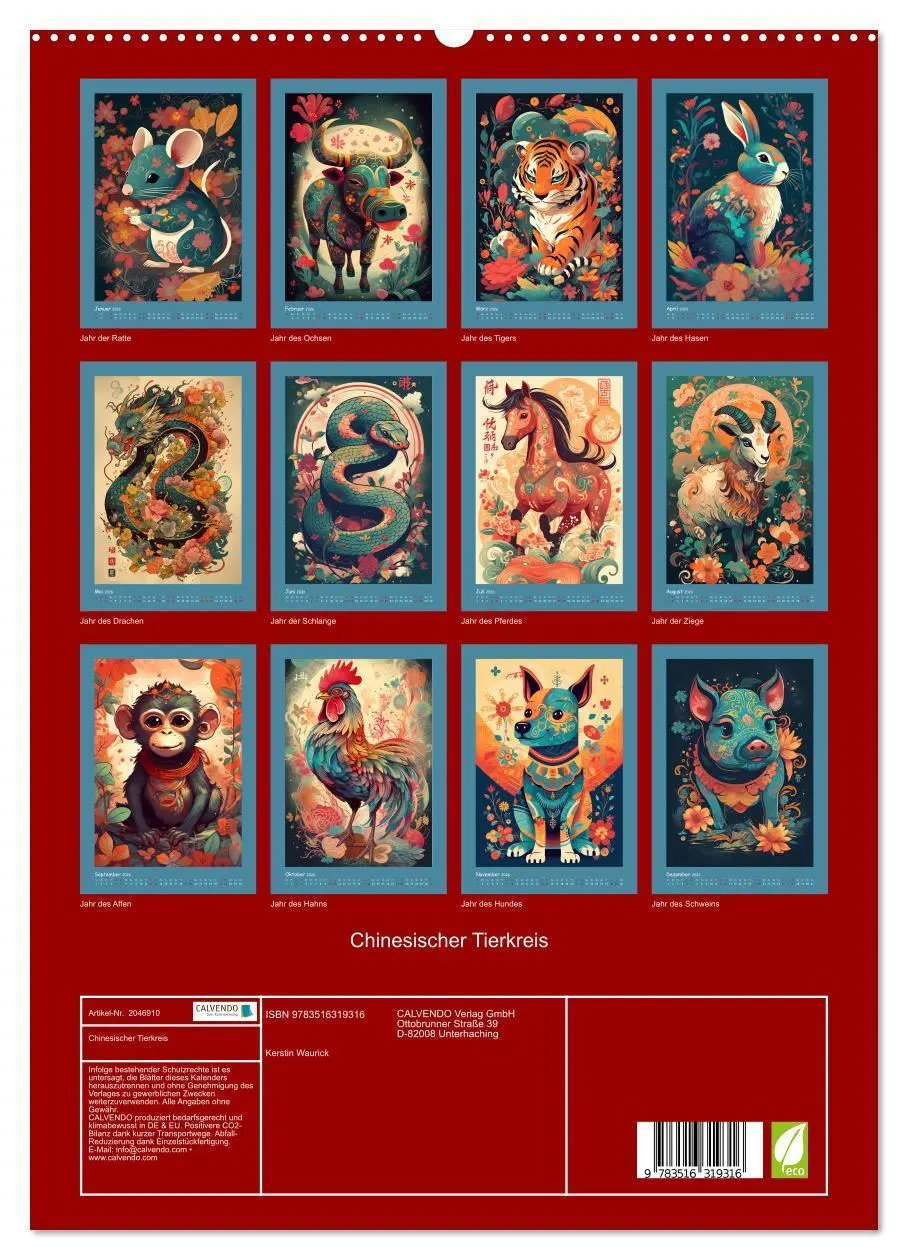 Bild: 9783516319316 | Chinesischer Tierkreis (hochwertiger Premium Wandkalender 2026 DIN...
