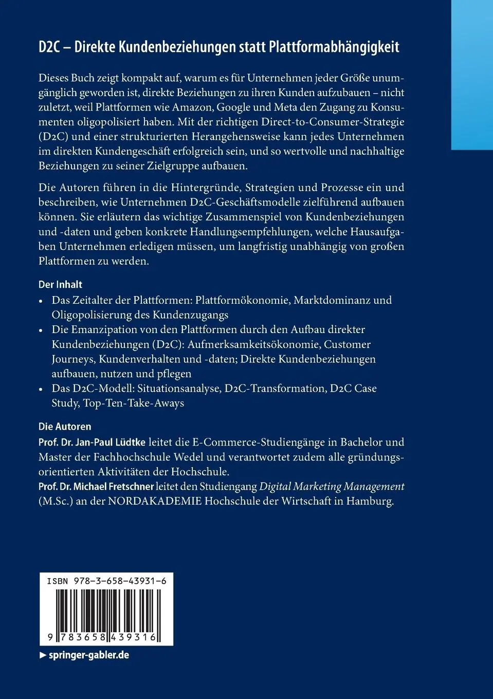 Rückseite: 9783658439316 | D2C - Direkte Kundenbeziehungen statt Plattformabhängigkeit | Buch
