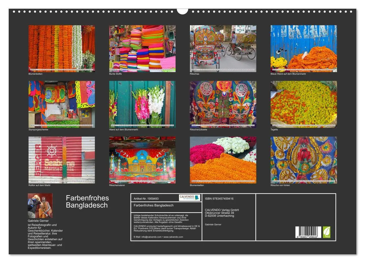Bild: 9783457459416 | Farbenfrohes Bangladesch (Wandkalender 2026 DIN A2 quer), CALVENDO...