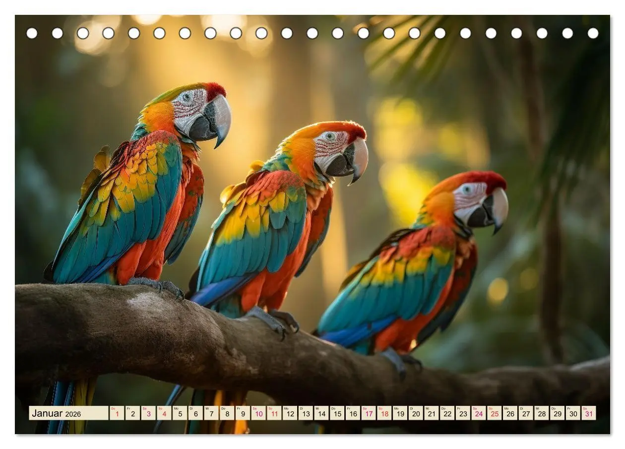 Bild: 9783457529416 | Papageien - Ara (Tischkalender 2026 DIN A5 quer), CALVENDO...
