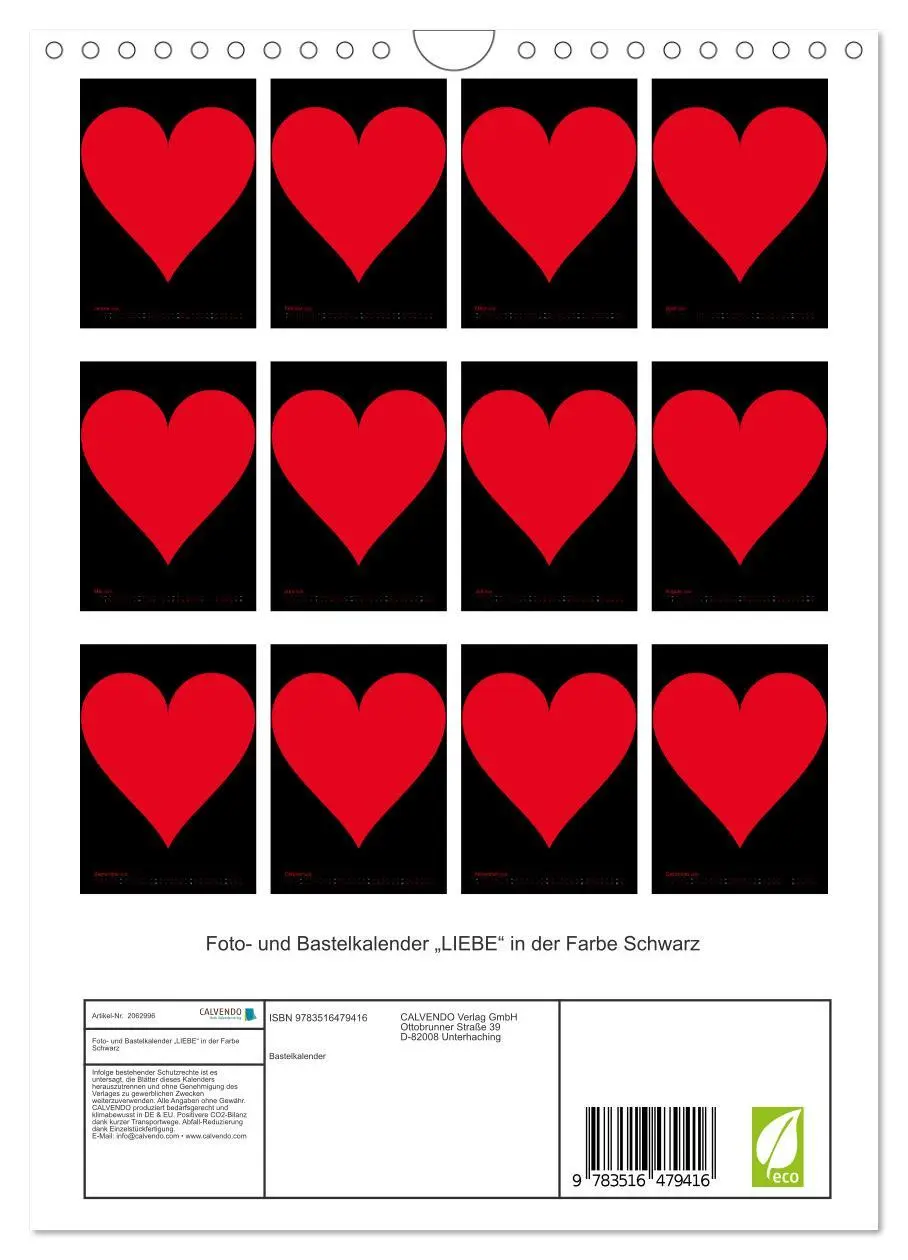 Bild: 9783516479416 | Foto- und Bastelkalender "LIEBE" in der Farbe Schwarz (Wandkalender...