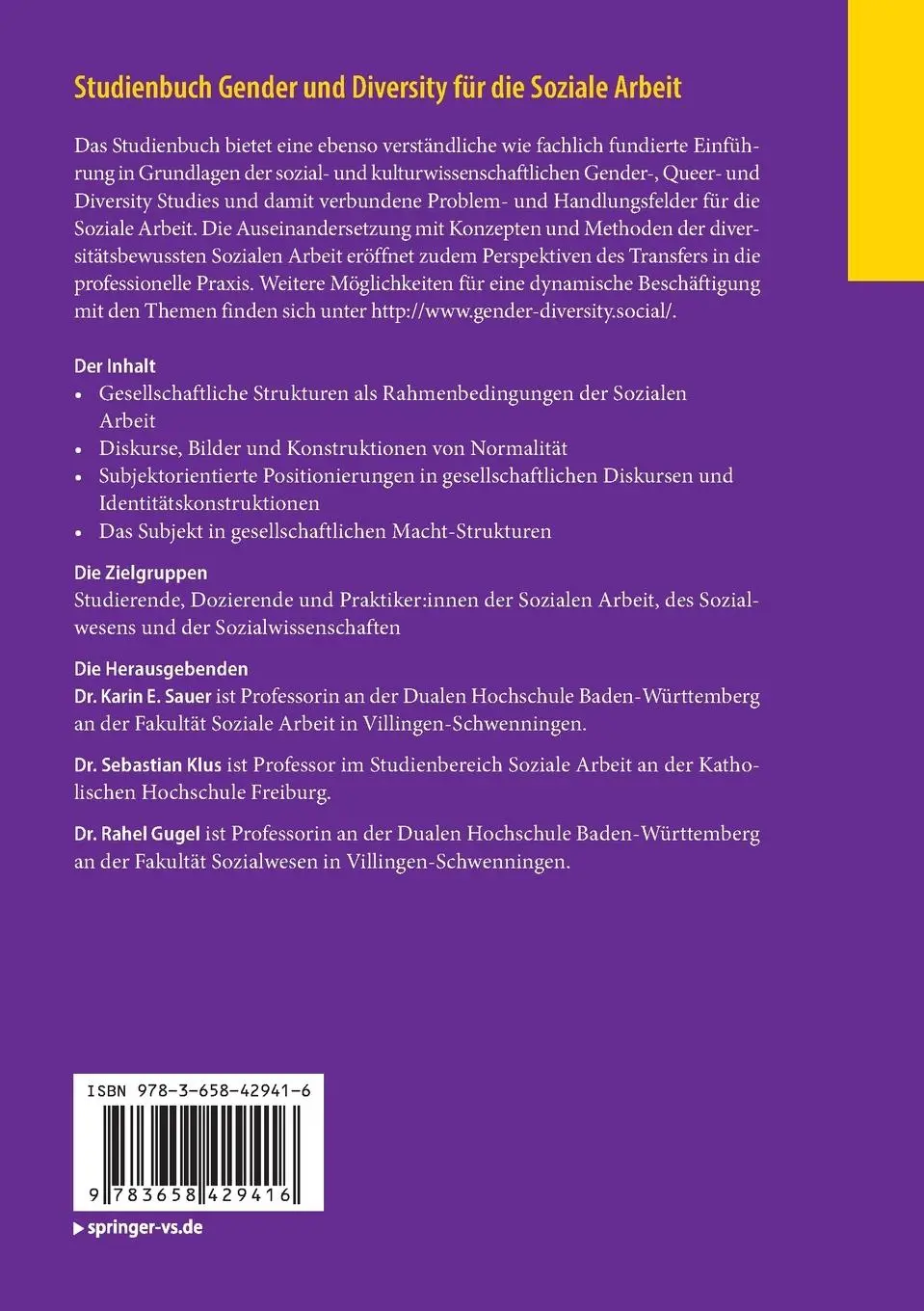 Rückseite: 9783658429416 | Studienbuch Gender und Diversity für die Soziale Arbeit | Taschenbuch