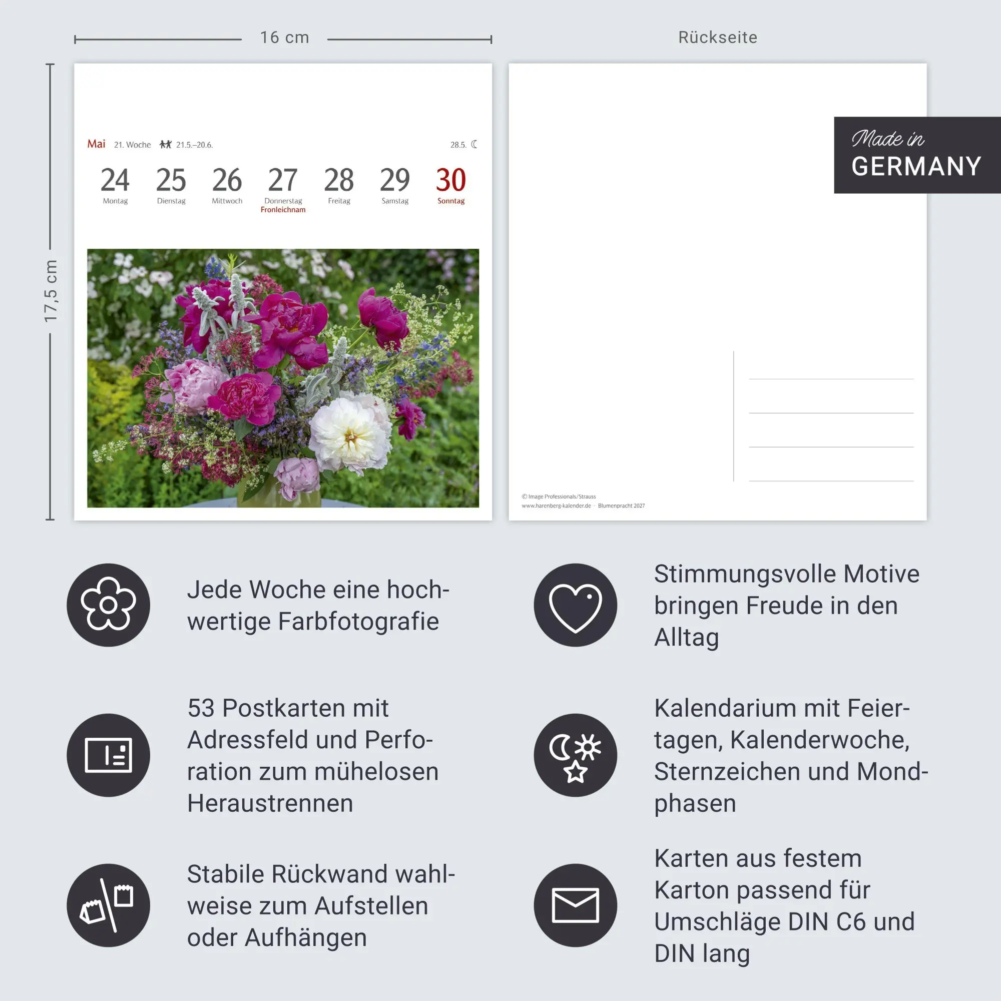 Bild: 9783840039416 | Blumenpracht Postkartenkalender 2027 - Wochenkalender mit 53...