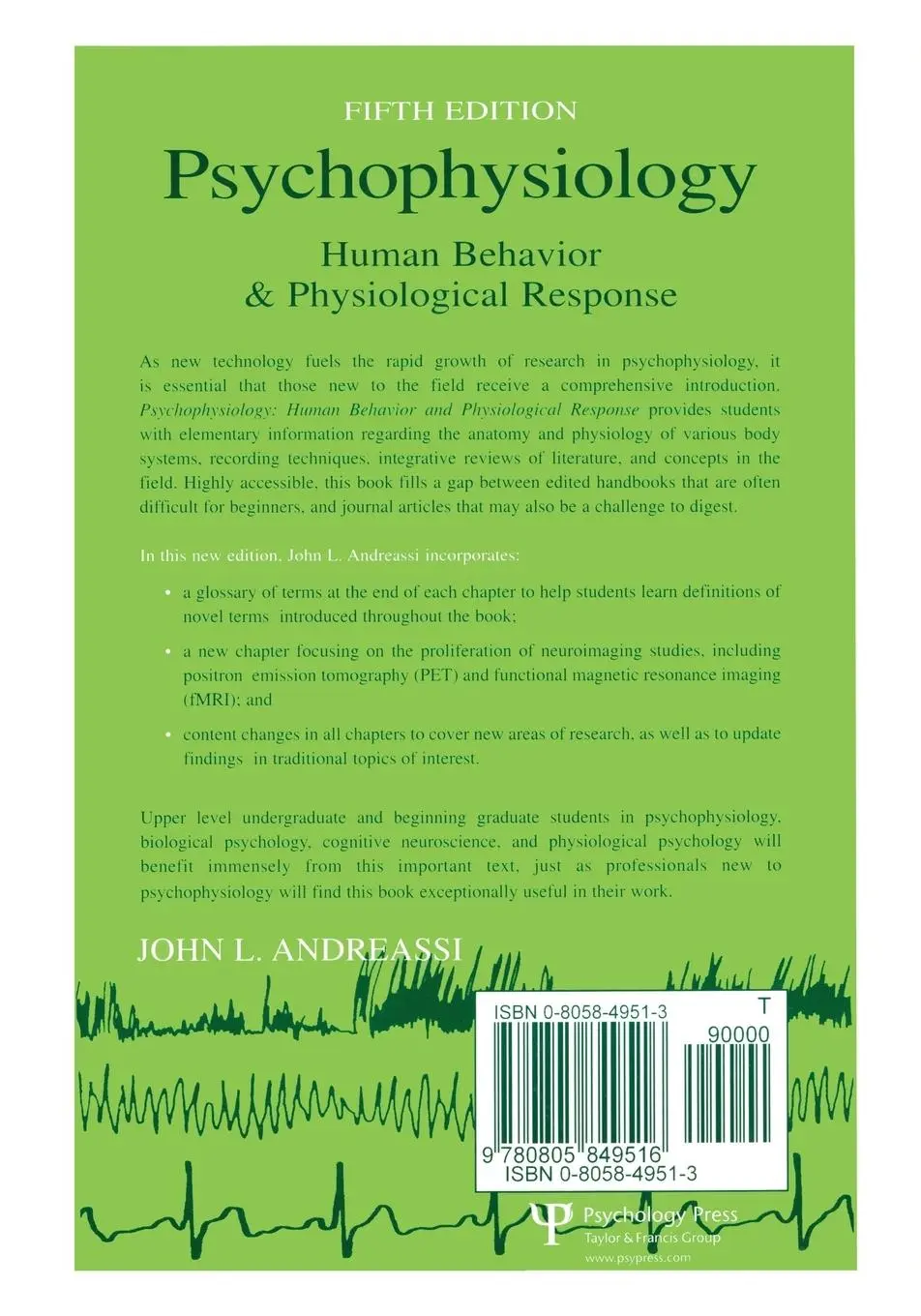 Rückseite: 9780805849516 | Psychophysiology | Human Behavior and Physiological Response | Buch