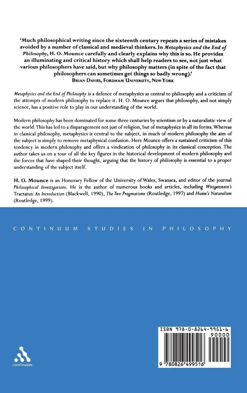 Rückseite: 9780826499516 | Metaphysics and the End of Philosophy | H. O. Mounce | Buch | Gebunden