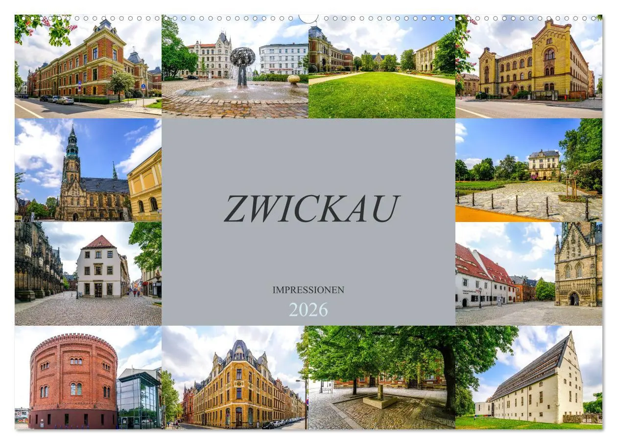 Cover: 9783457829516 | Zwickau Impressionen (Wandkalender 2026 DIN A2 quer), CALVENDO...