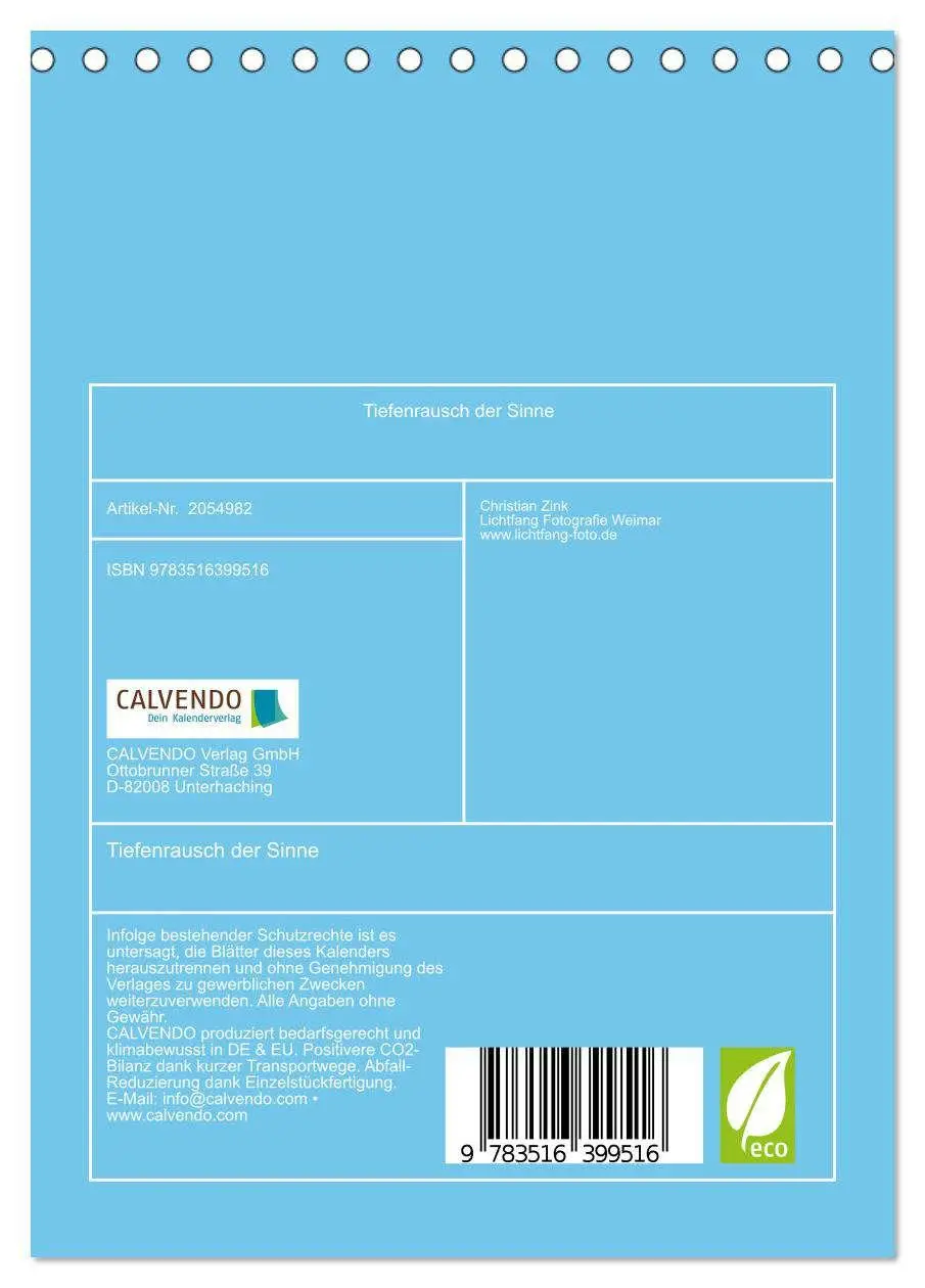 Bild: 9783516399516 | Tiefenrausch der Sinne (Tischkalender 2026 DIN A5 hoch), CALVENDO...