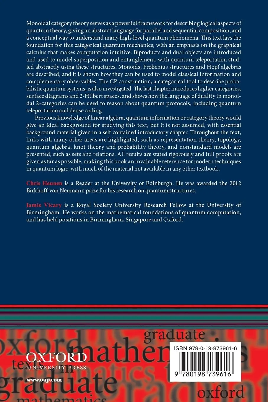 Rückseite: 9780198739616 | Categories for Quantum Theory | An Introduction | Chris Heunen (u. a.)