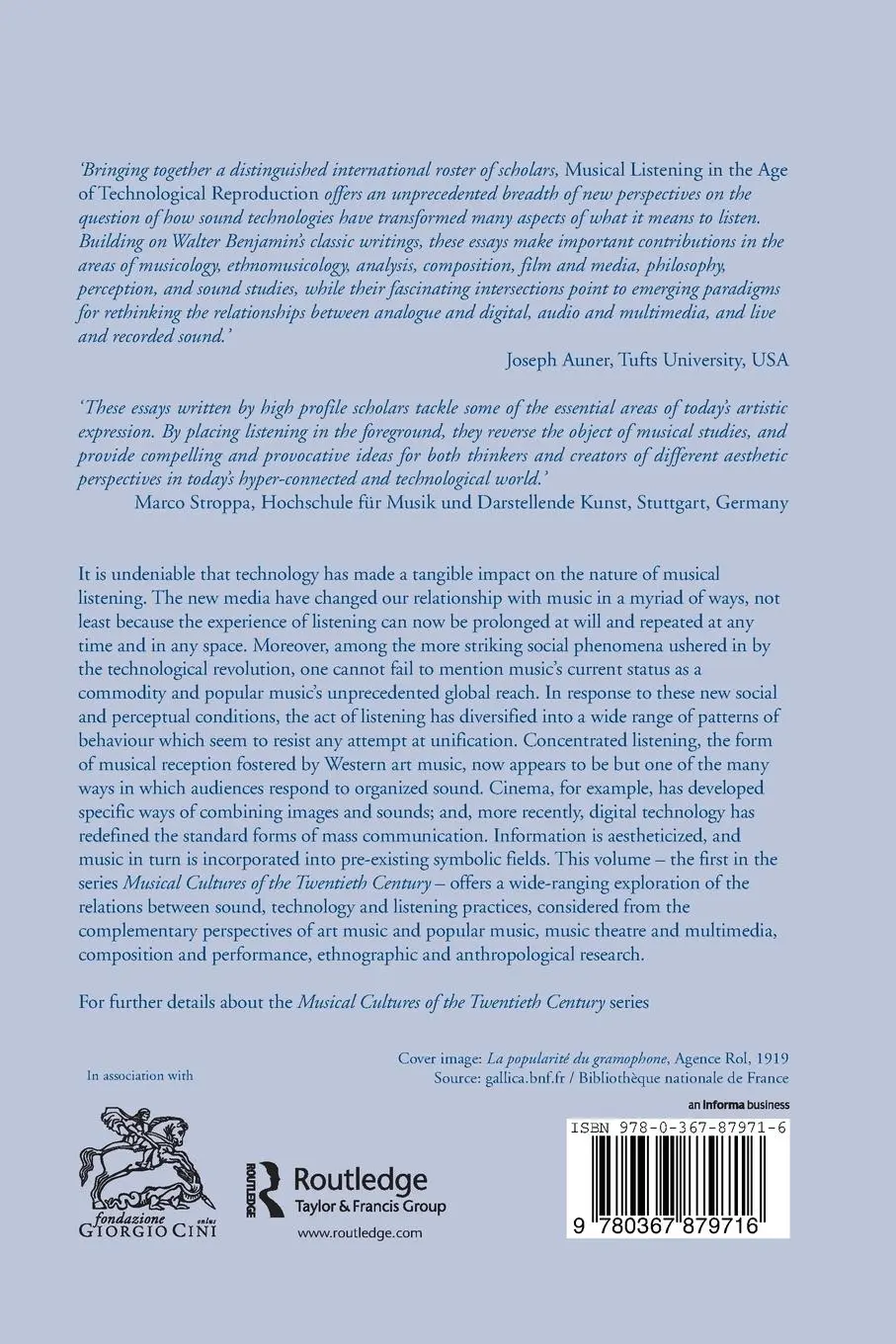 Rückseite: 9780367879716 | Musical Listening in the Age of Technological Reproduction | Borio
