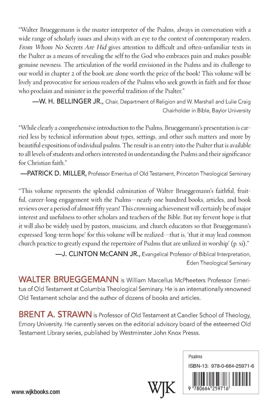 Rückseite: 9780664259716 | From Whom No Secrets Are Hid | Introducing the Psalms | Brueggemann