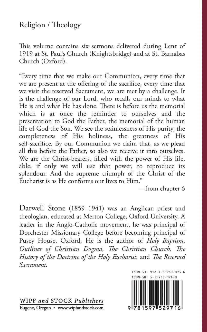 Rückseite: 9781597529716 | The Eucharistic Sacrifice | Darwell Stone | Taschenbuch | Englisch