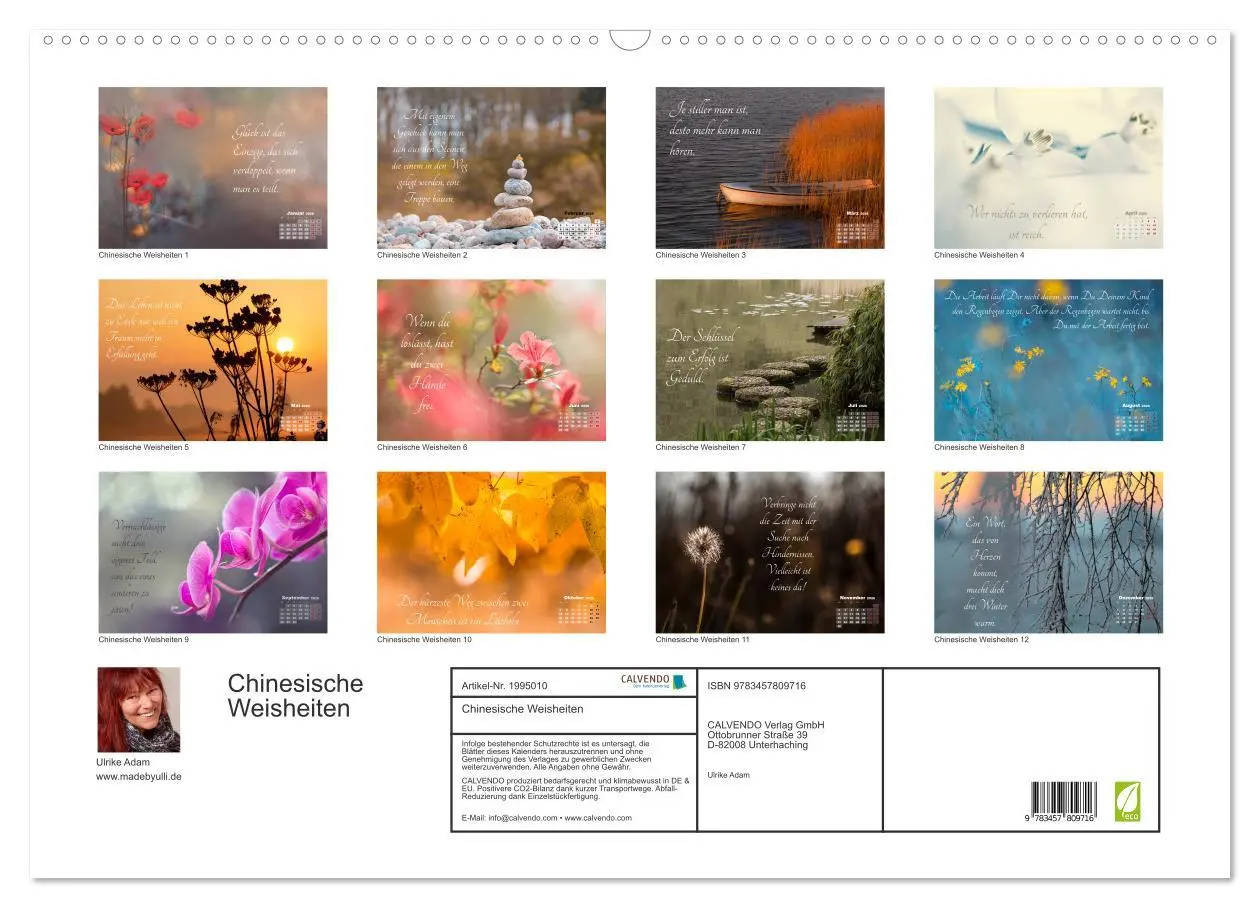 Bild: 9783457809716 | Chinesische Weisheiten (Wandkalender 2026 DIN A2 quer), CALVENDO...