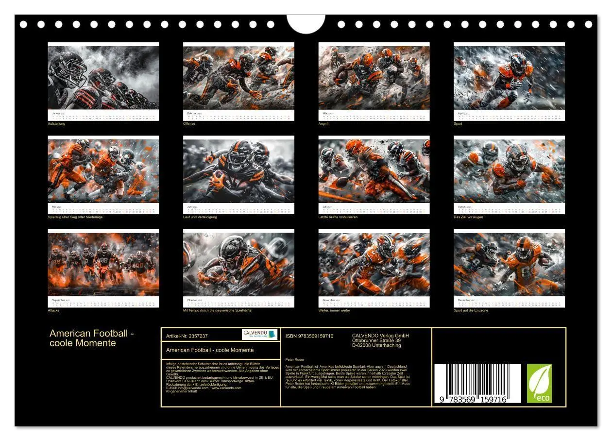 Bild: 9783569159716 | American Football - coole Momente (Wandkalender 2027 DIN A4 quer),...