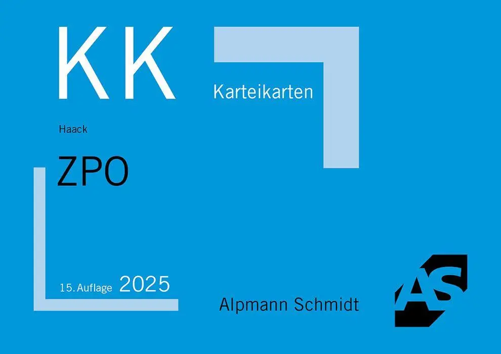 Cover: 9783867529716 | Karteikarten ZPO | Erkenntnisverfahren, Vollstreckungsrecht | Haack