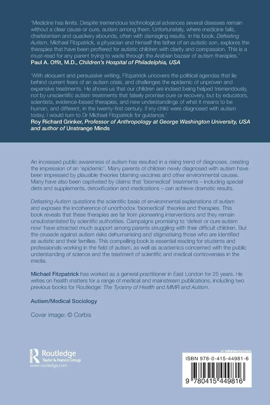 Rückseite: 9780415449816 | Defeating Autism | A Damaging Delusion | Michael Fitzpatrick | Buch