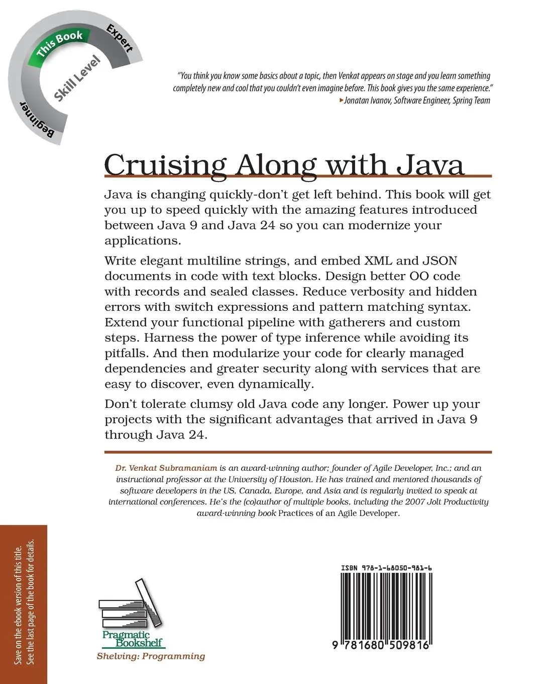 Rückseite: 9781680509816 | Cruising Along with Java | Venkat Subramaniam | Taschenbuch | Englisch