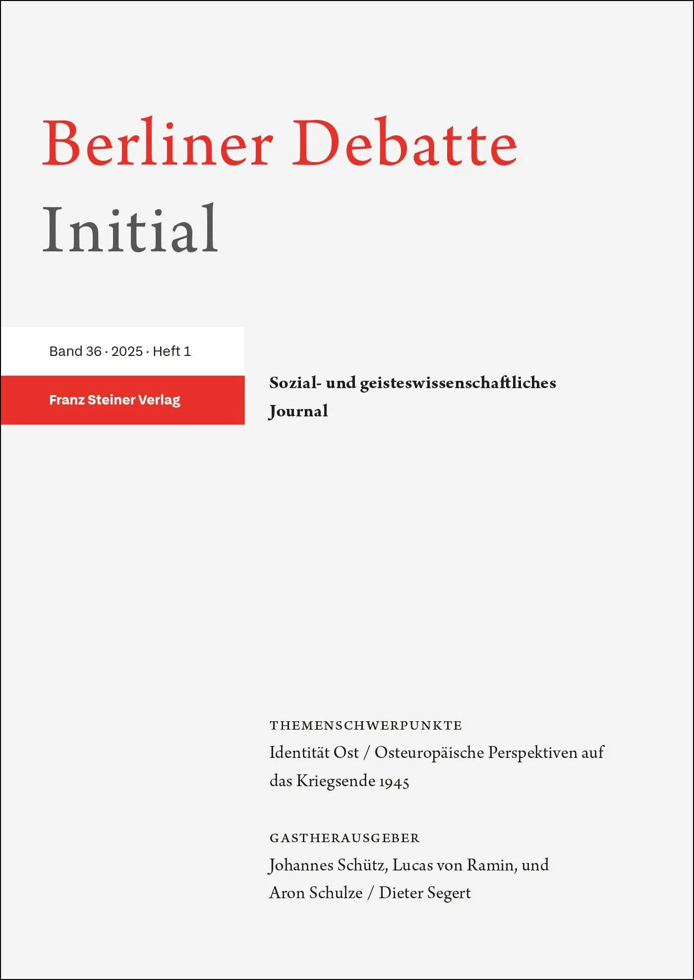 Cover: 9783515139816 | Berliner Debatte Initial 36 (2025) 1 | Berliner Debatte Initial e. V.