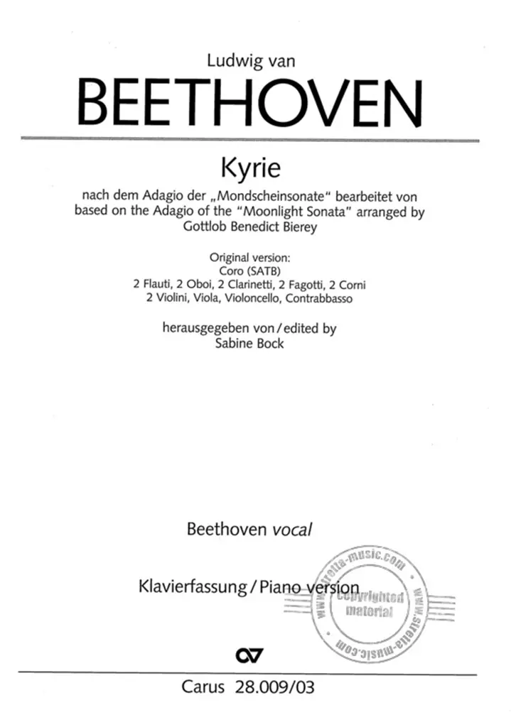 Cover: 9790007249816 | Kyrie - Op. 27,2 (1. Satz) | Ludwig van Beethoven | Klavierauszug