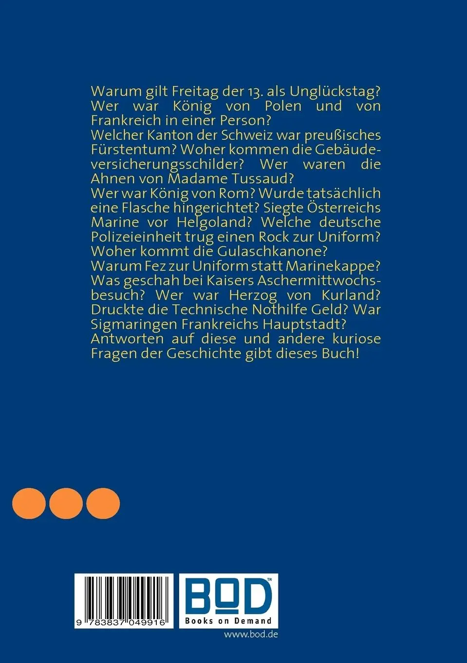 Rückseite: 9783837049916 | Fliegende Blätter der Geschichte | Ralf Bernd Herden | Taschenbuch