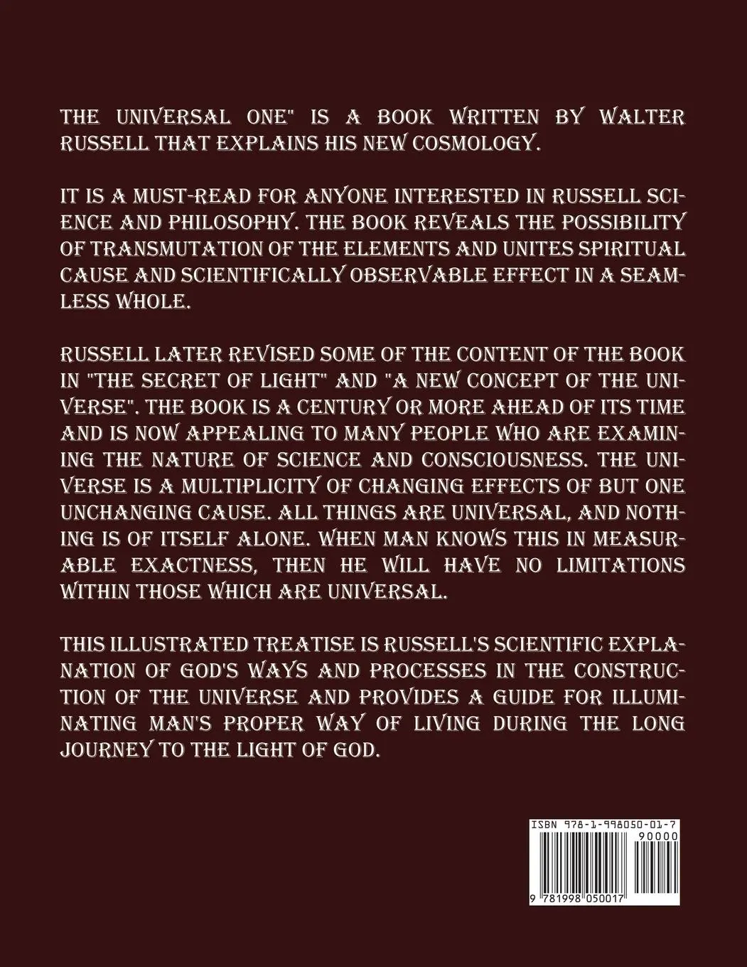 Rückseite: 9781998050017 | The Universal One | Walter Russell | Taschenbuch | Englisch | 2024