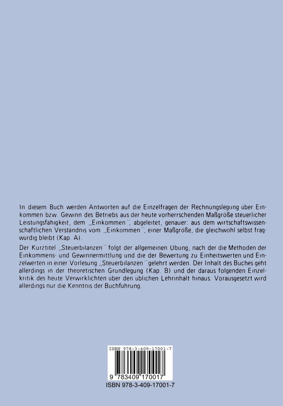 Rückseite: 9783409170017 | Steuerbilanzen | Dieter Schneider | Taschenbuch | 249 S. | Deutsch