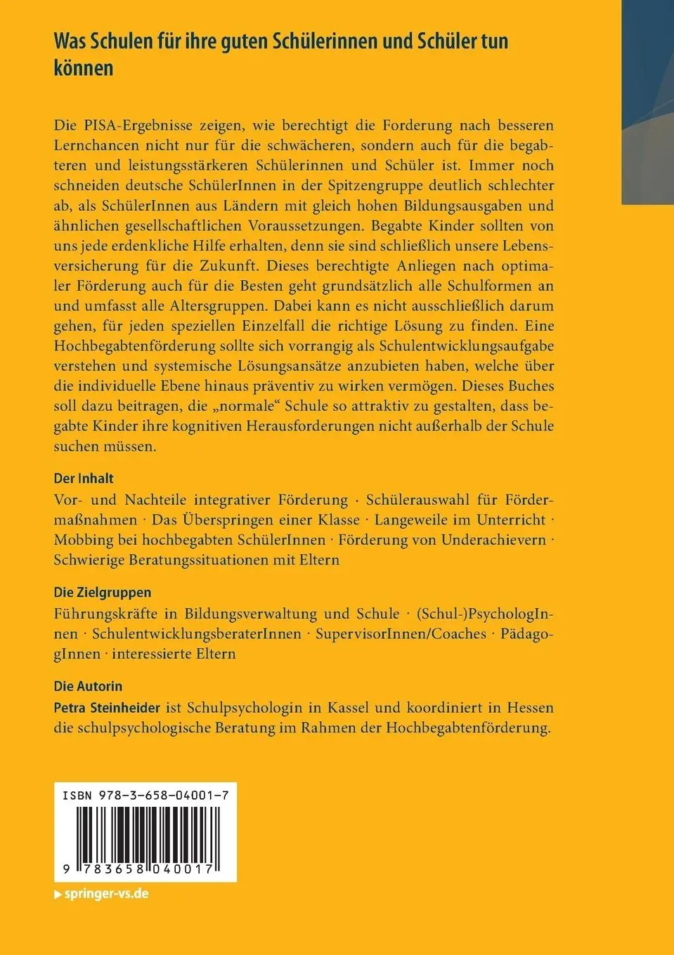 Rückseite: 9783658040017 | Was Schulen für ihre guten Schülerinnen und Schüler tun können | Buch