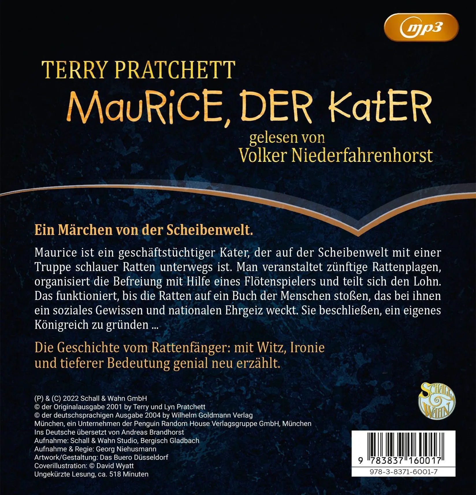 Bild: 9783837160017 | Maurice, der Kater | Schall&amp;Wahn | Terry Pratchett | MP3 | 2 Audio-CDs