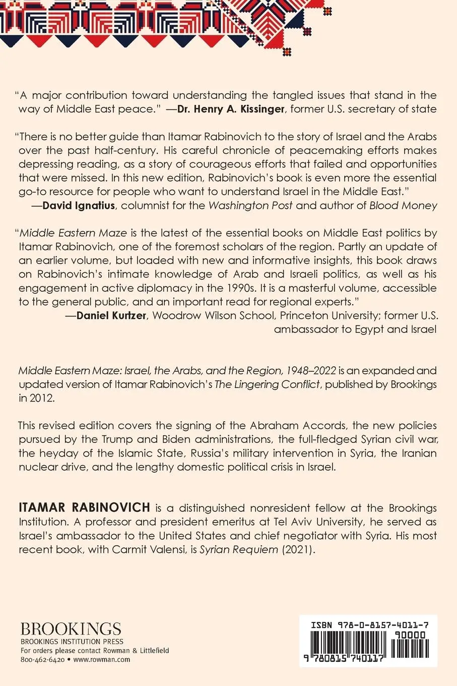 Rückseite: 9780815740117 | Middle Eastern Maze | Israel, The Arabs, and the Region 1948-2022