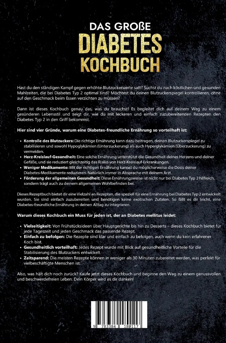 Rückseite: 9783384180117 | Das große Diabetes Kochbuch | Carina Lehmann | Buch | 112 S. | Deutsch
