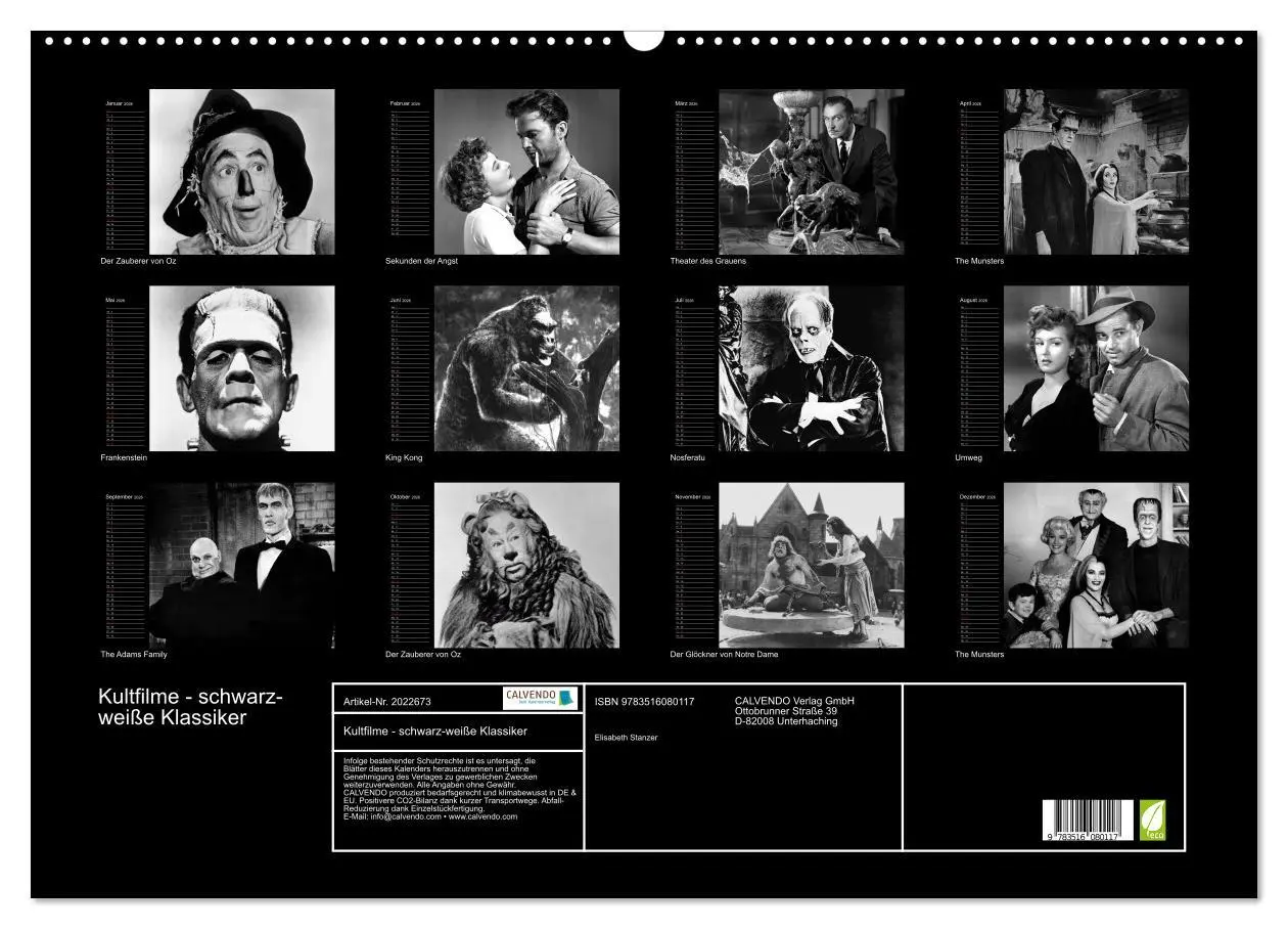 Bild: 9783516080117 | Kultfilme - schwarz-weiße Klassiker (Wandkalender 2026 DIN A2...