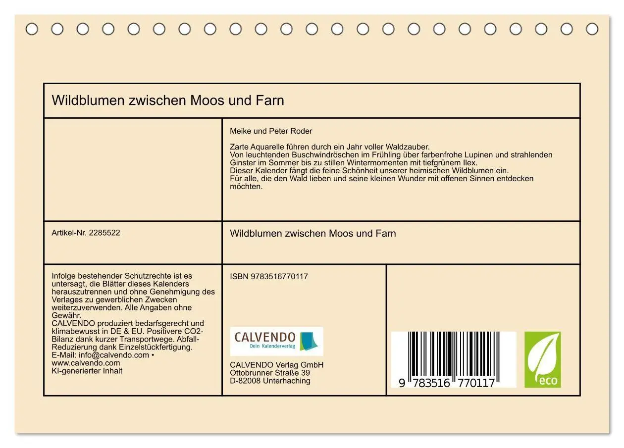 Bild: 9783516770117 | Wildblumen zwischen Moos und Farn (Tischkalender 2027 DIN A5 quer),...