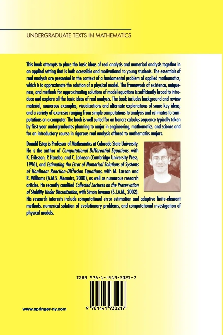 Rückseite: 9781441930217 | Practical Analysis in One Variable | Donald Estep | Taschenbuch | xx