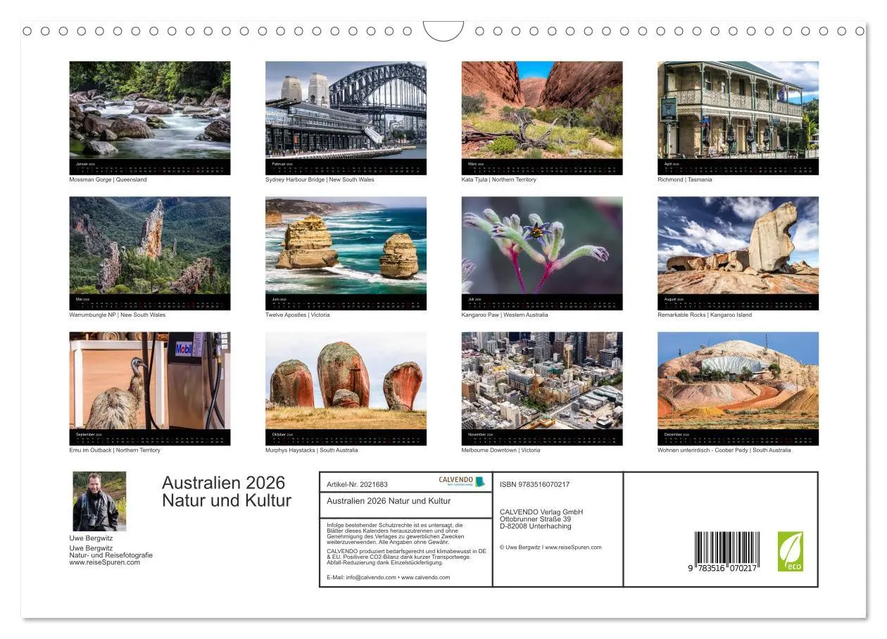Bild: 9783516070217 | Australien 2026 Natur und Kultur (Wandkalender 2026 DIN A3 quer),...