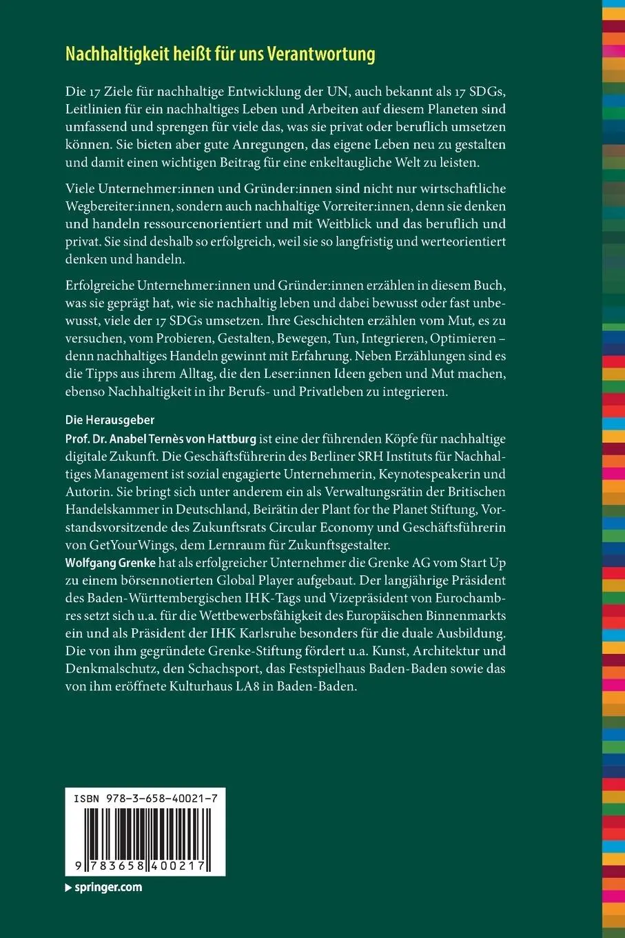 Rückseite: 9783658400217 | Nachhaltigkeit heißt für uns Verantwortung | Wolfgang Grenke (u. a.)