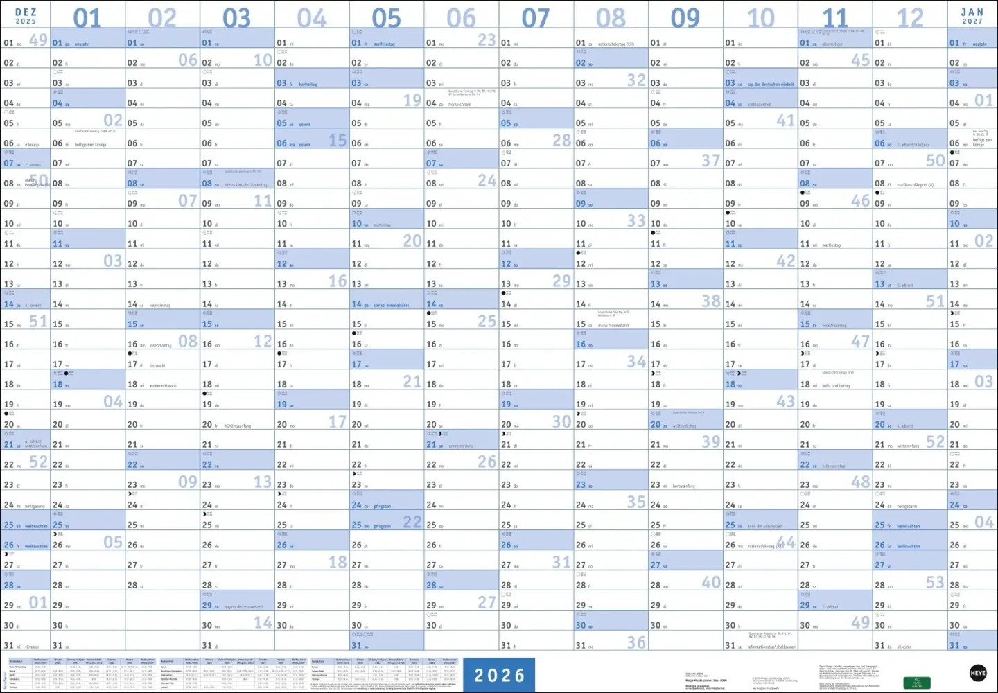 Cover: 9783756410217 | Mega-Posterplaner, blau 2026 | Kalender | Loseblatt-Ausgabe | Kalender