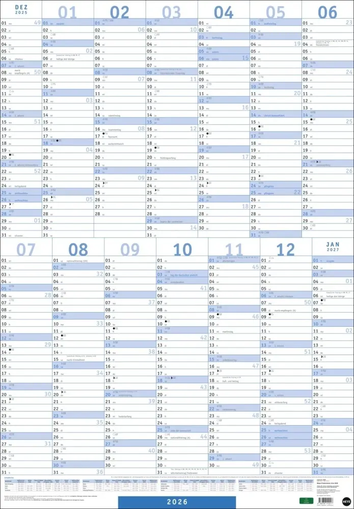 Bild: 9783756410217 | Mega-Posterplaner, blau 2026 | Kalender | Loseblatt-Ausgabe | Kalender