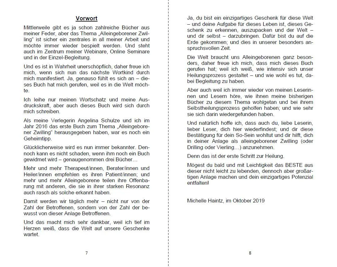Bild: 9783967380217 | Alleingeborener Zwilling? | Michelle Haintz | Taschenbuch | 260 S.