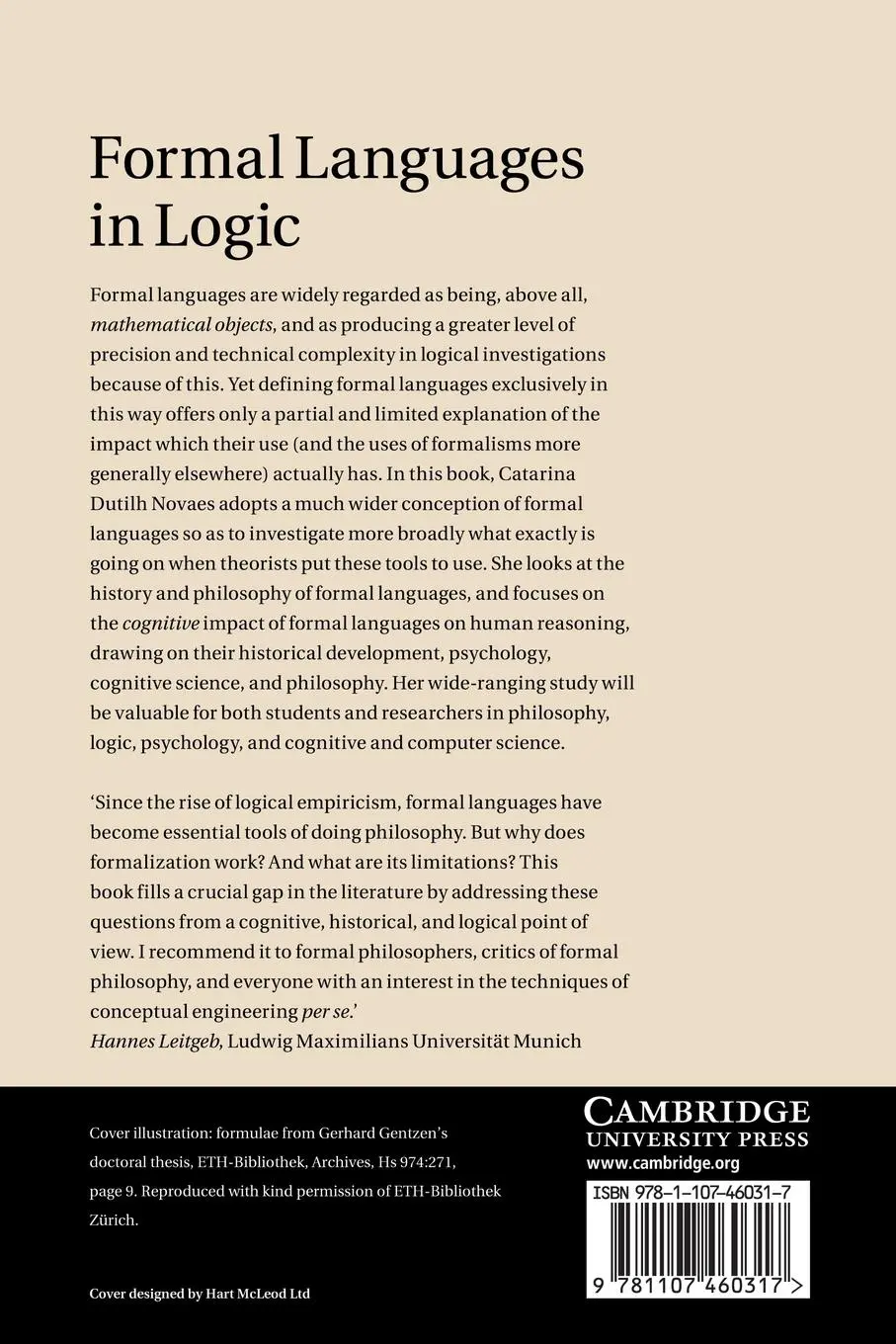 Rückseite: 9781107460317 | Formal Languages in Logic | A Philosophical and Cognitive Analysis
