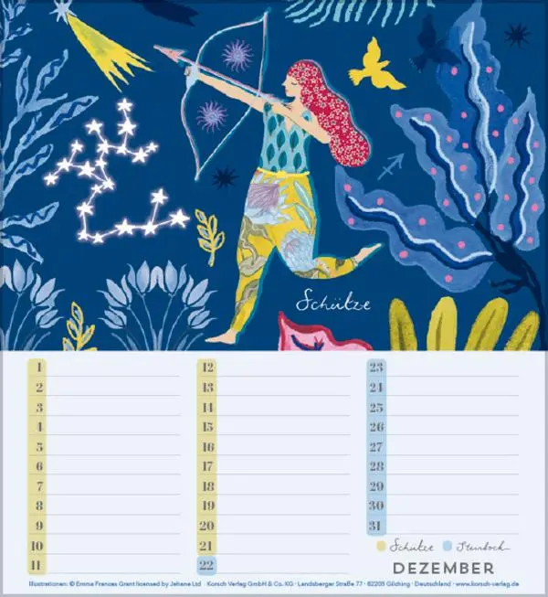 Bild: 9783731890317 | Geburtstagskalender Sternzeichen | Verlag Korsch | Kalender | 13 S.