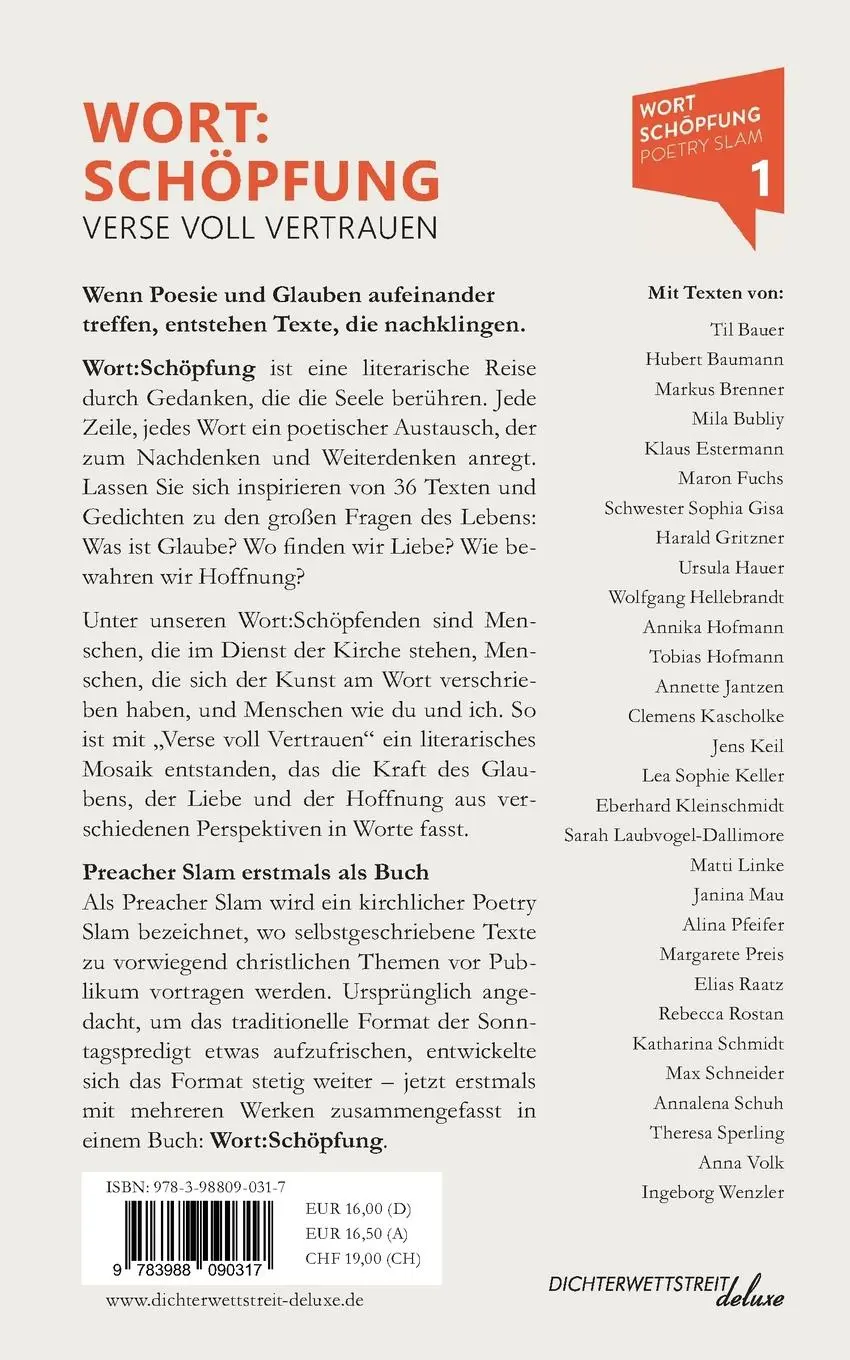 Rückseite: 9783988090317 | Wort:Schöpfung - Verse voll Vertrauen | Elias Raatz (u. a.) | Buch