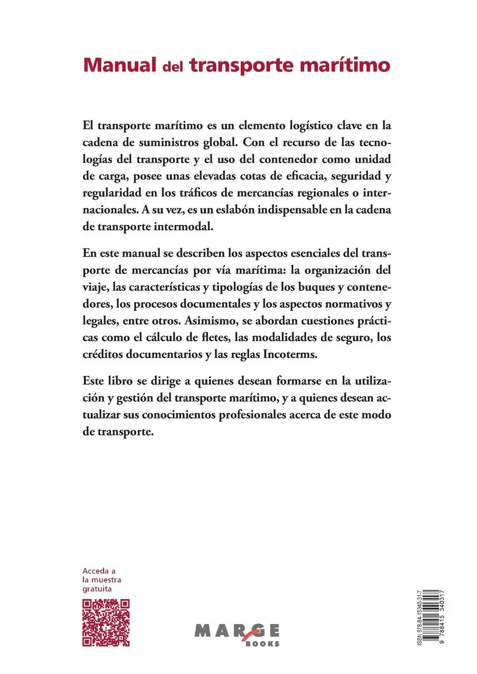 Rückseite: 9788415340317 | Manual del transporte marítimo | Agustín Montori Díez (u. a.) | Buch