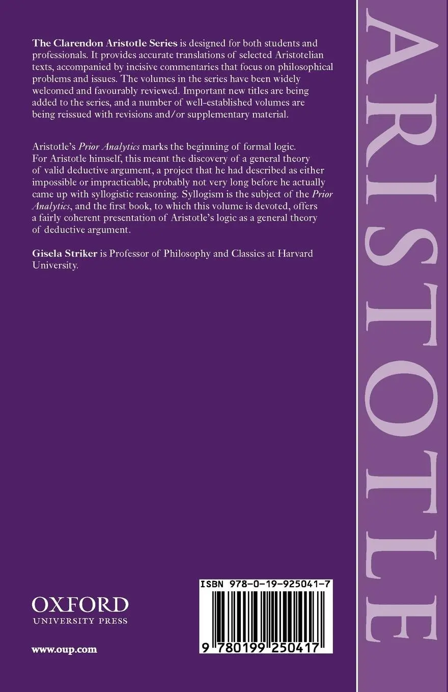 Rückseite: 9780199250417 | Aristotle's Prior Analytics book I | Gisela Striker | Taschenbuch