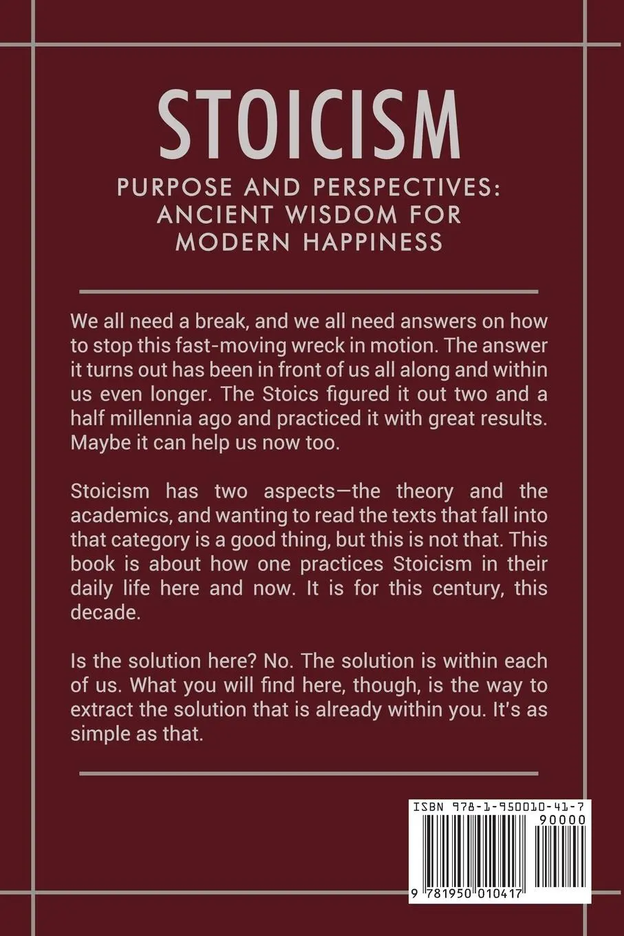 Rückseite: 9781950010417 | Stoicism - Purpose and Perspectives | Kyle Faber | Taschenbuch | 2019