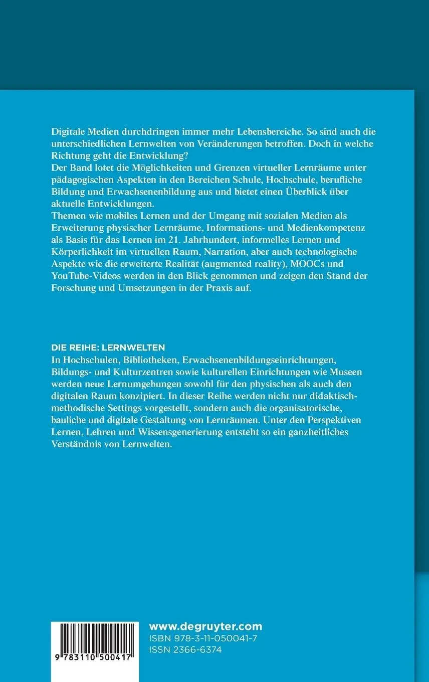 Rückseite: 9783110500417 | Lernen in virtuellen Räumen | Perspektiven des mobilen Lernens | Buch