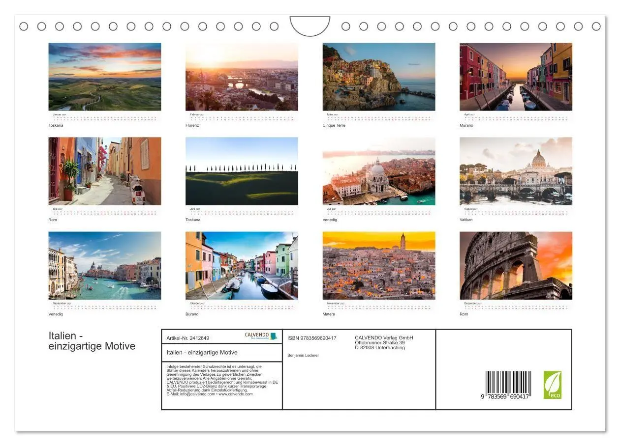 Bild: 9783569690417 | Italien - einzigartige Motive (Wandkalender 2027 DIN A4 quer),...