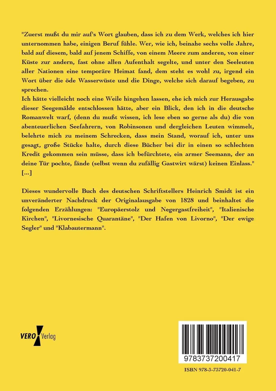 Rückseite: 9783737200417 | Seegemälde | Heinrich Smidt | Taschenbuch | 236 S. | Deutsch | 2019