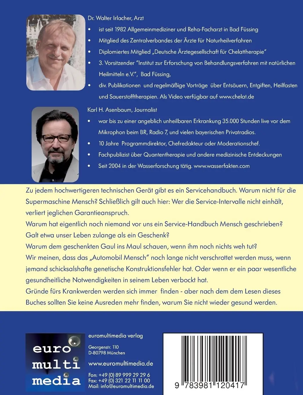 Rückseite: 9783981120417 | Service Handbuch Mensch | Walter Irlacher (u. a.) | Taschenbuch | 2015