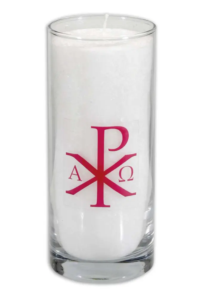 Cover: 4260653740517 | Palmwachs-Osterkerze im Glas »Alpha &amp; Omega« | Deutsch | 2021